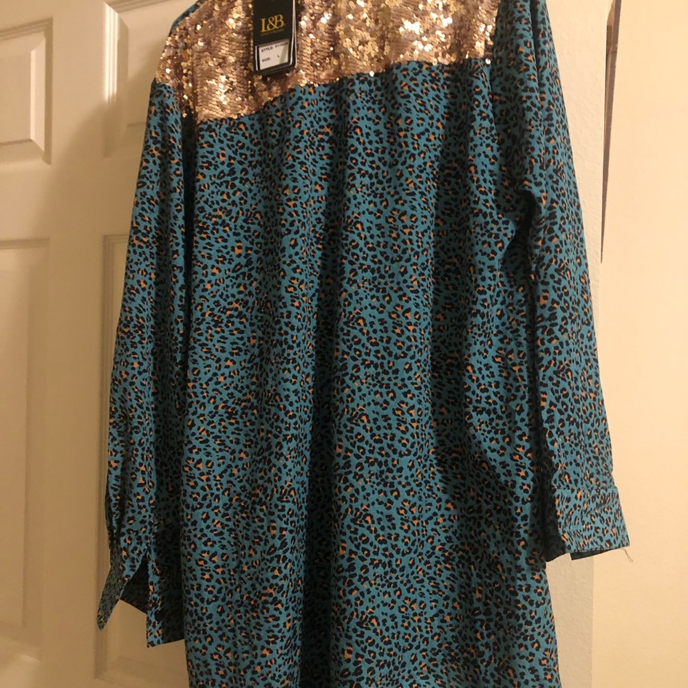 L&B turquoise leopard dress
